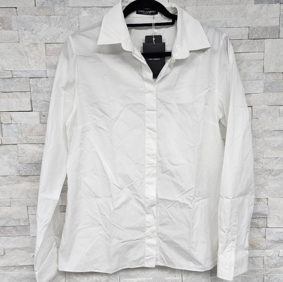Dolce & Gabbana White Cotton Collared Long Sleeves Shirt Top - Picture 3 of 10